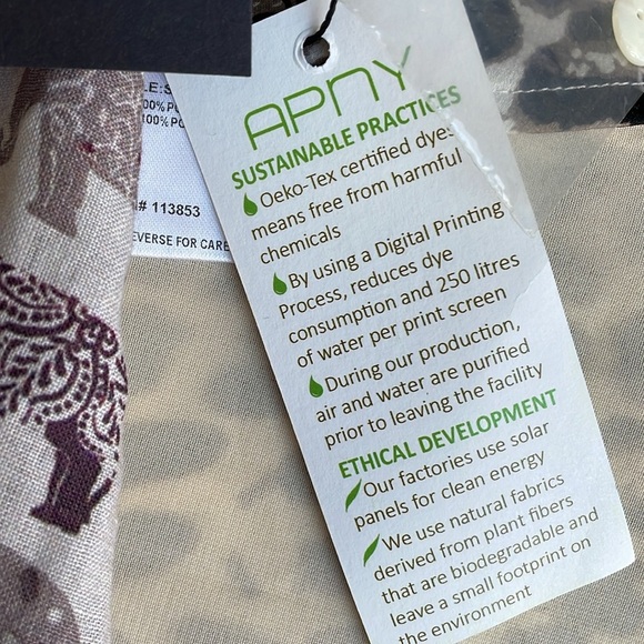 APNY Apparel Cream and Purple Elephant Print Linen Popover Top - Picture 8 of 8